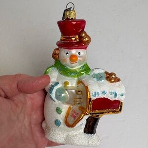 Charming Snowman Ornament Hand Blown in Poland from 2008